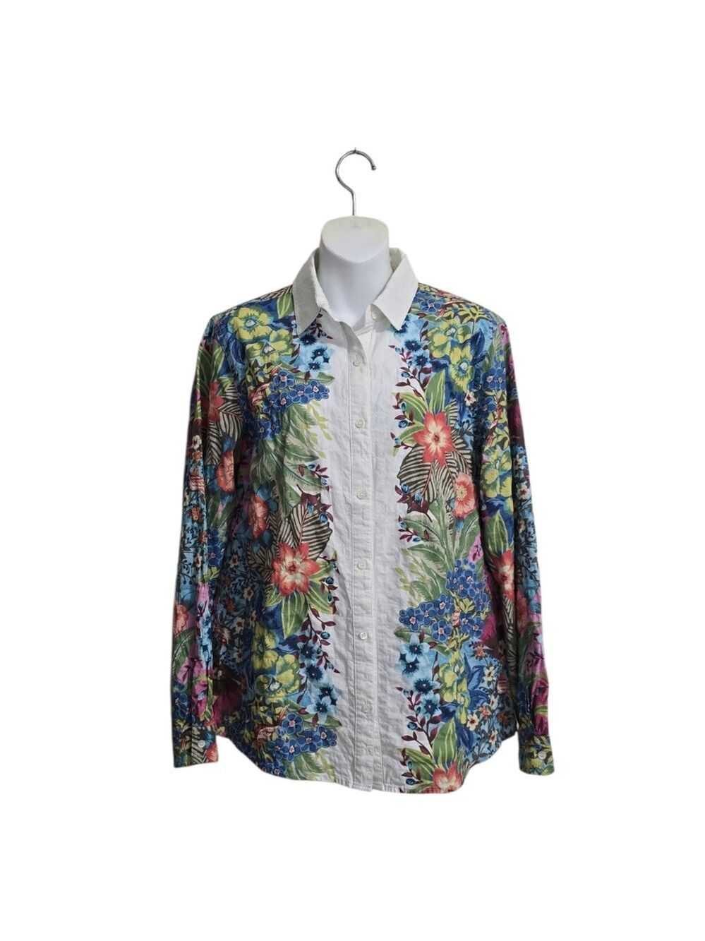 J. McLaughlin Floral Long Sleeve Collared Button Down Sz S